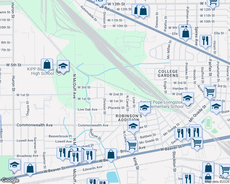 map of restaurants, bars, coffee shops, grocery stores, and more near 2249 West 2nd Street in Jacksonville