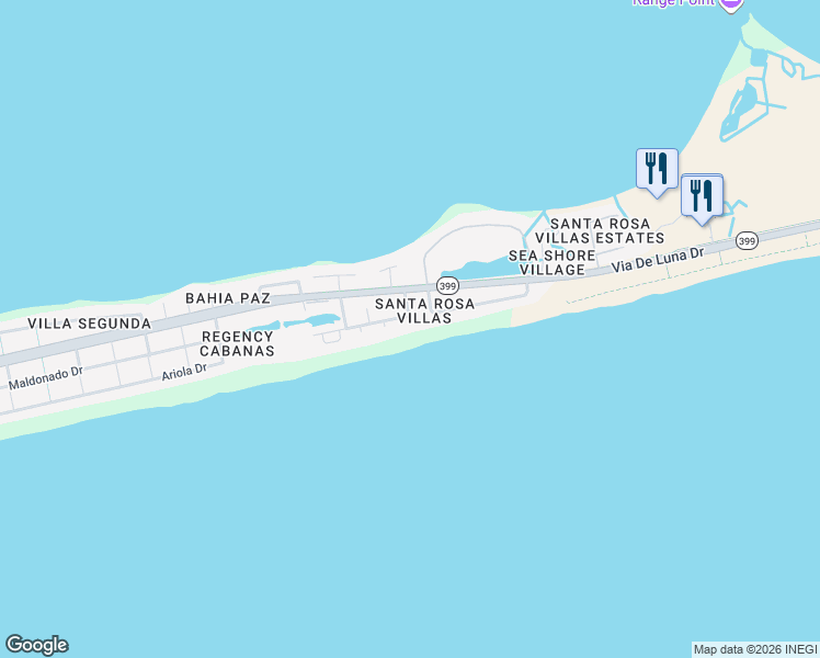 map of restaurants, bars, coffee shops, grocery stores, and more near 1754 Ensenada Seis in Gulf Breeze