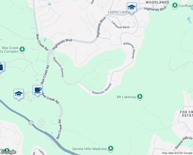 map of restaurants, bars, coffee shops, grocery stores, and more near 106 Montana Del Oro Way in VILLAGE OF THE HILLS