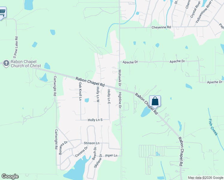 map of restaurants, bars, coffee shops, grocery stores, and more near 16957 Rabon Chapel Road in Montgomery