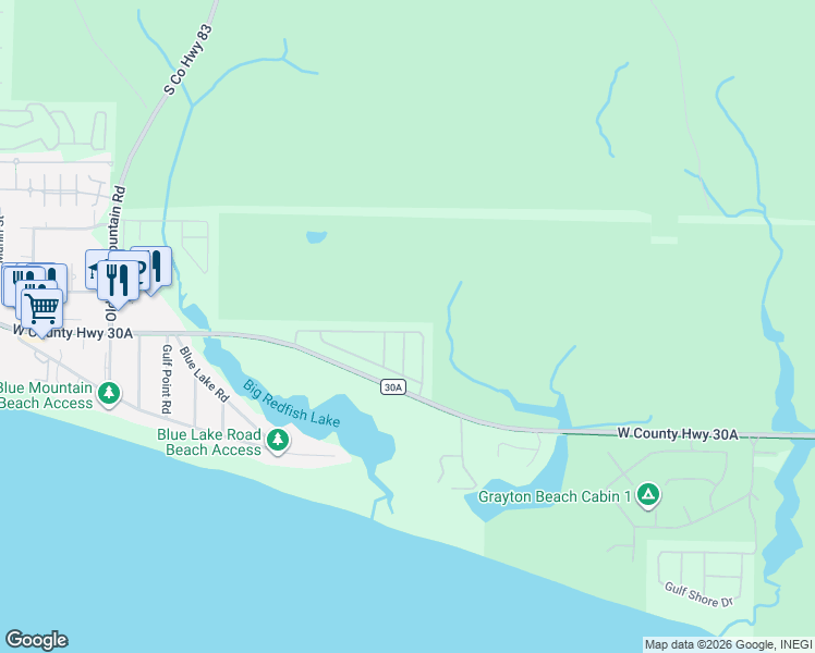map of restaurants, bars, coffee shops, grocery stores, and more near 150 Morgans Trail in Santa Rosa Beach