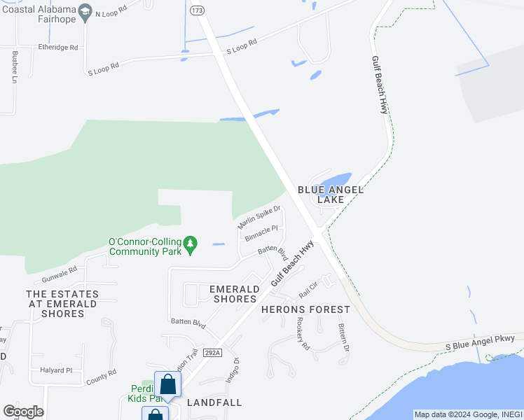 map of restaurants, bars, coffee shops, grocery stores, and more near 738 Marlin Spike Drive in Pensacola