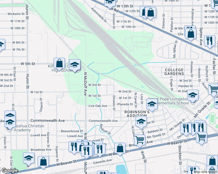 map of restaurants, bars, coffee shops, grocery stores, and more near 1125 Moat Street in Jacksonville