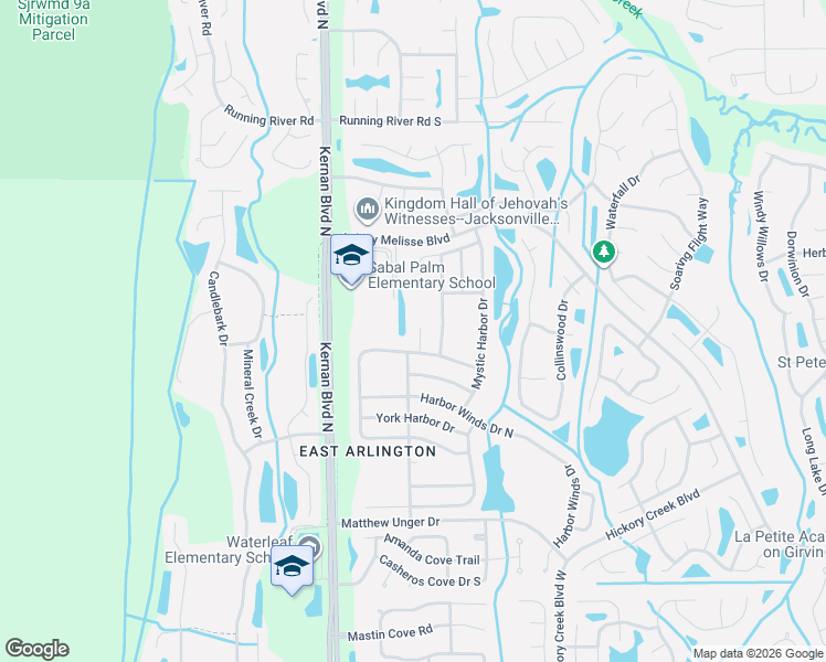 map of restaurants, bars, coffee shops, grocery stores, and more near 907 Stone Harbor Drive in Jacksonville