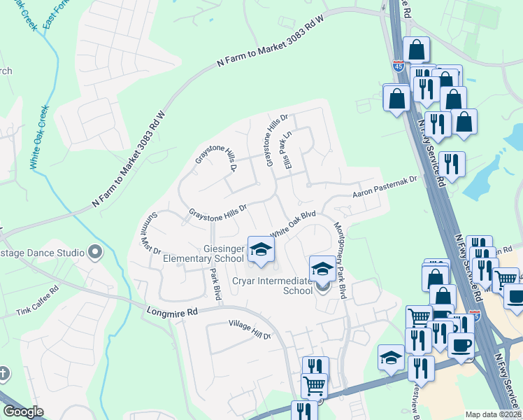 map of restaurants, bars, coffee shops, grocery stores, and more near 2509 Wynden Meadow Lane in Conroe