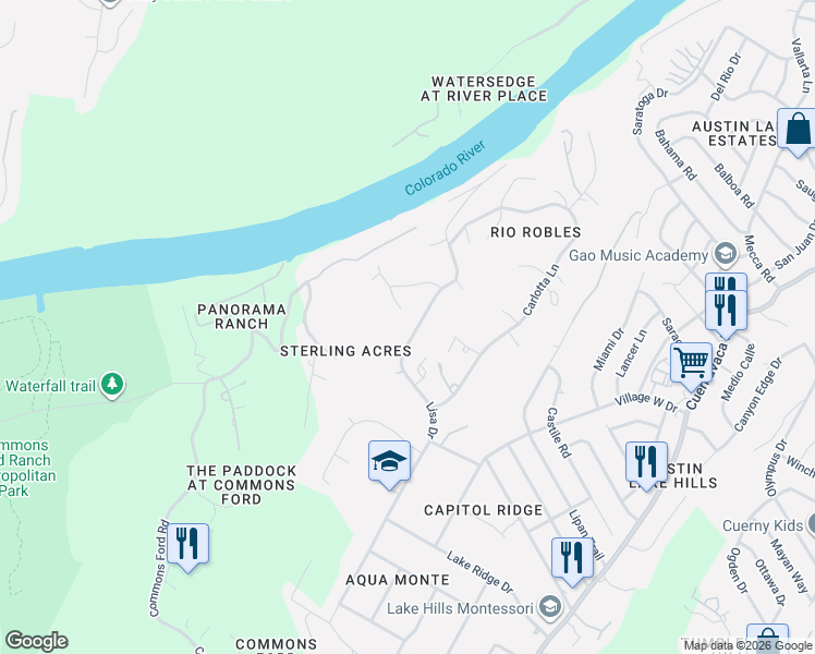 map of restaurants, bars, coffee shops, grocery stores, and more near 1015 Lisa Dr in Austin