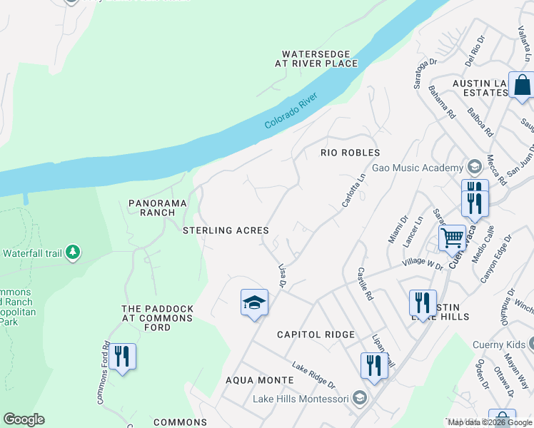 map of restaurants, bars, coffee shops, grocery stores, and more near 1015 Lisa Dr in Austin