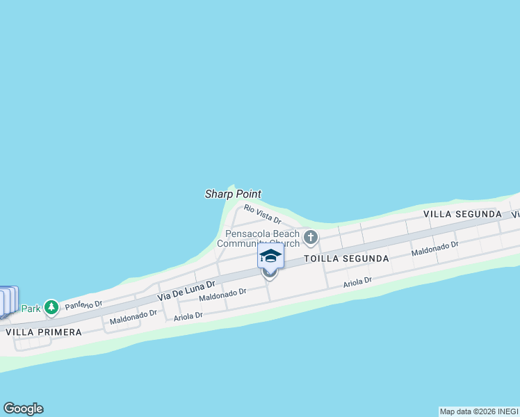 map of restaurants, bars, coffee shops, grocery stores, and more near 905 Rio Vista Drive in Gulf Breeze