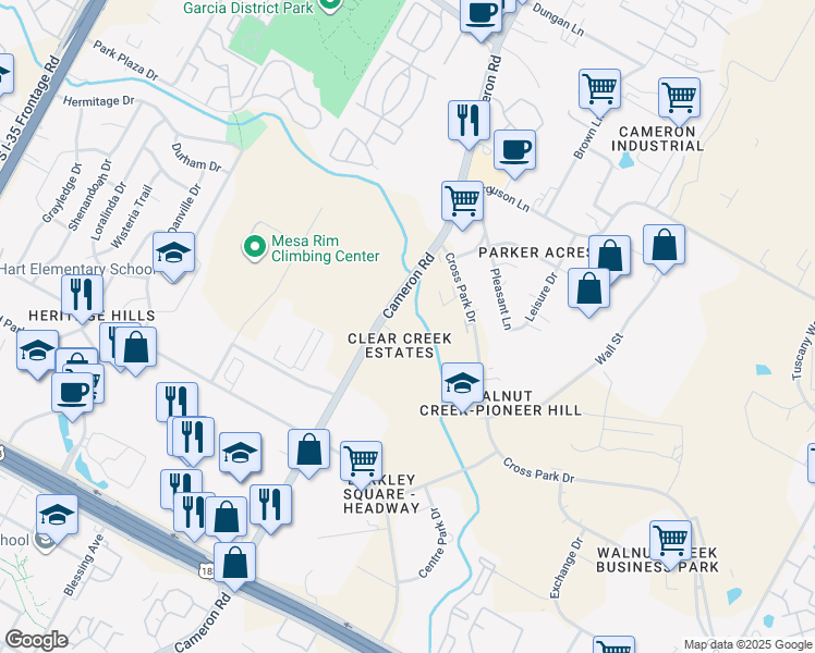 map of restaurants, bars, coffee shops, grocery stores, and more near 229 Clear Creek Drive in Austin