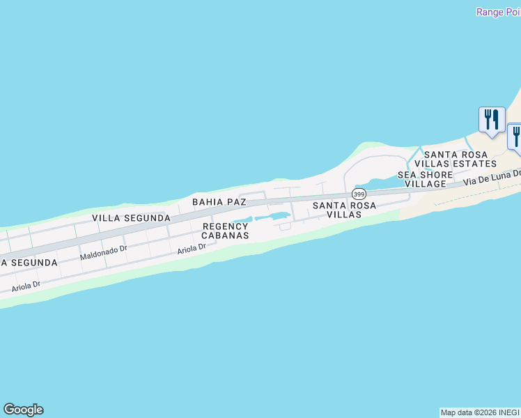 map of restaurants, bars, coffee shops, grocery stores, and more near 1624 Bulevar Menor in Pensacola Beach