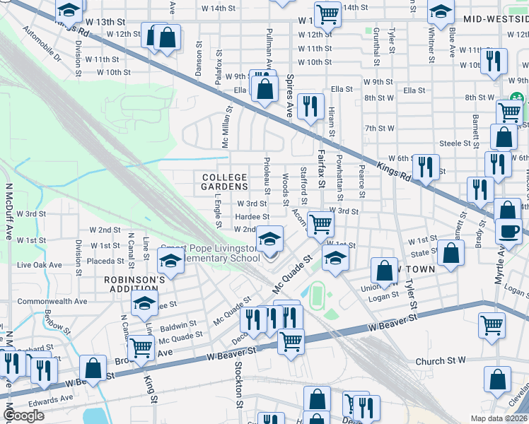 map of restaurants, bars, coffee shops, grocery stores, and more near 1310 Prioleou Street in Jacksonville