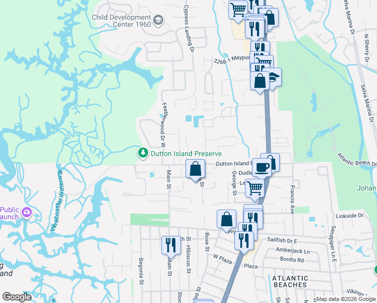 map of restaurants, bars, coffee shops, grocery stores, and more near 2057 Sallas Lane in Jacksonville