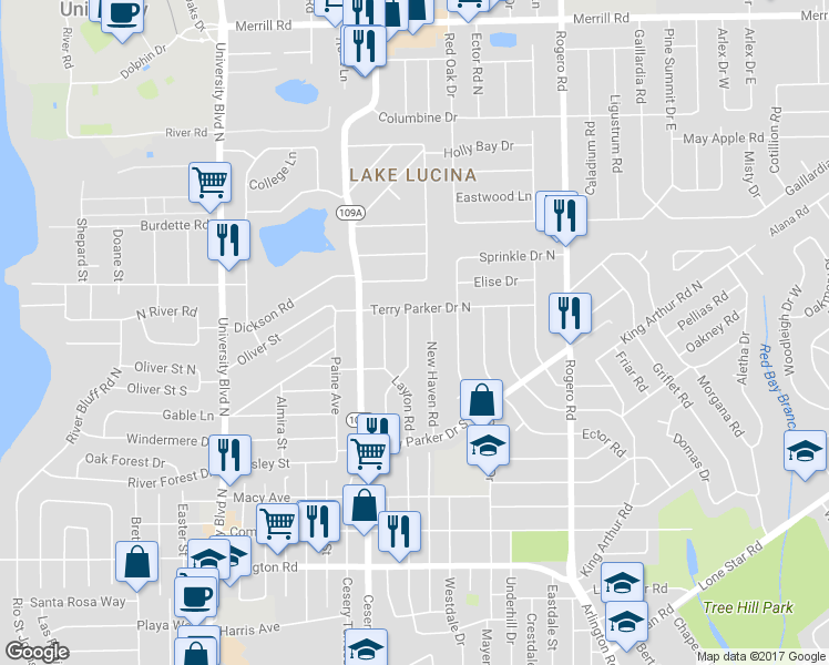 map of restaurants, bars, coffee shops, grocery stores, and more near 1962 Shelton Road in Jacksonville