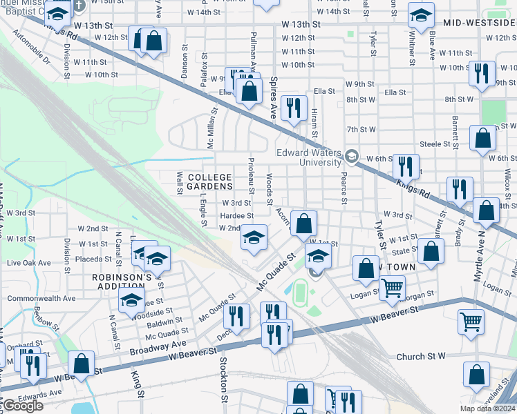map of restaurants, bars, coffee shops, grocery stores, and more near 1310 Prioleou Street in Jacksonville