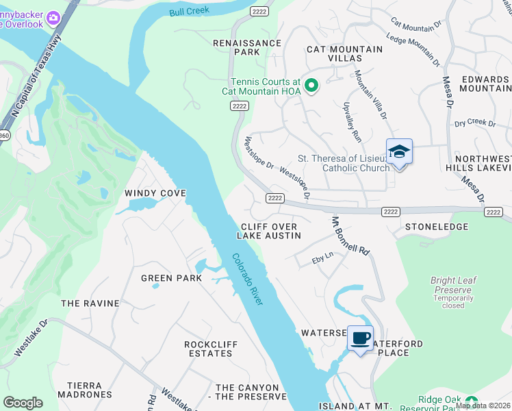 map of restaurants, bars, coffee shops, grocery stores, and more near 4804 Leeward Court in Austin