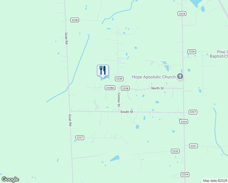 map of restaurants, bars, coffee shops, grocery stores, and more near 47 County Road 2228A in Cleveland