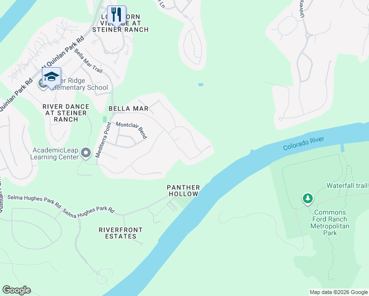 map of restaurants, bars, coffee shops, grocery stores, and more near 11916 Palisades Parkway in Austin