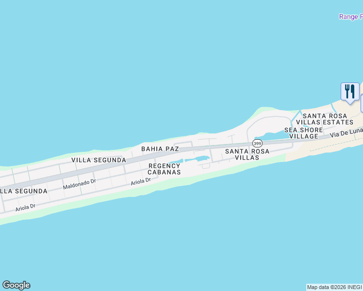 map of restaurants, bars, coffee shops, grocery stores, and more near 1624 Bulevar Menor in Pensacola Beach