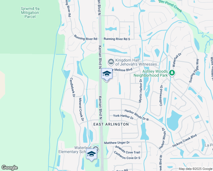 map of restaurants, bars, coffee shops, grocery stores, and more near 1201 Kernan Boulevard North in Jacksonville