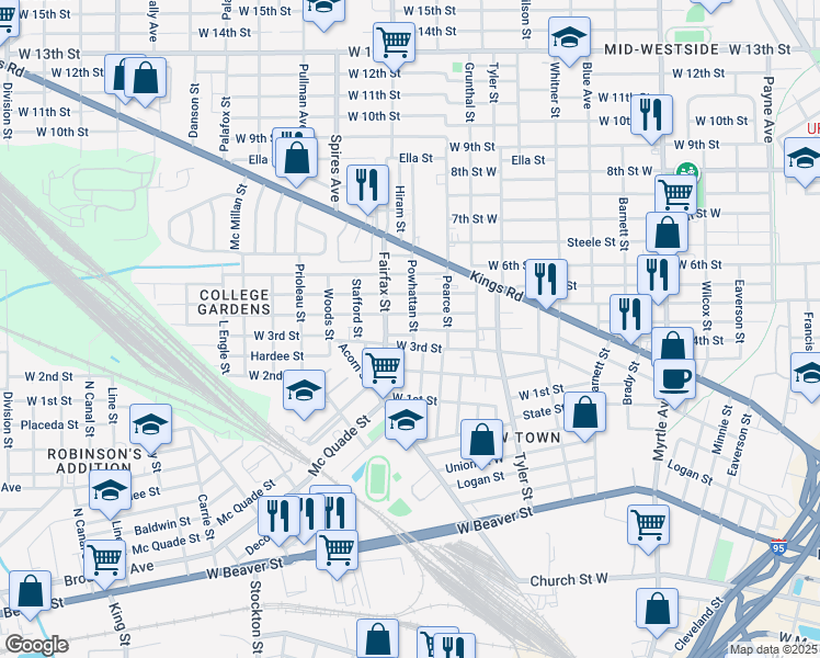 map of restaurants, bars, coffee shops, grocery stores, and more near 1759 Dot Street in Jacksonville