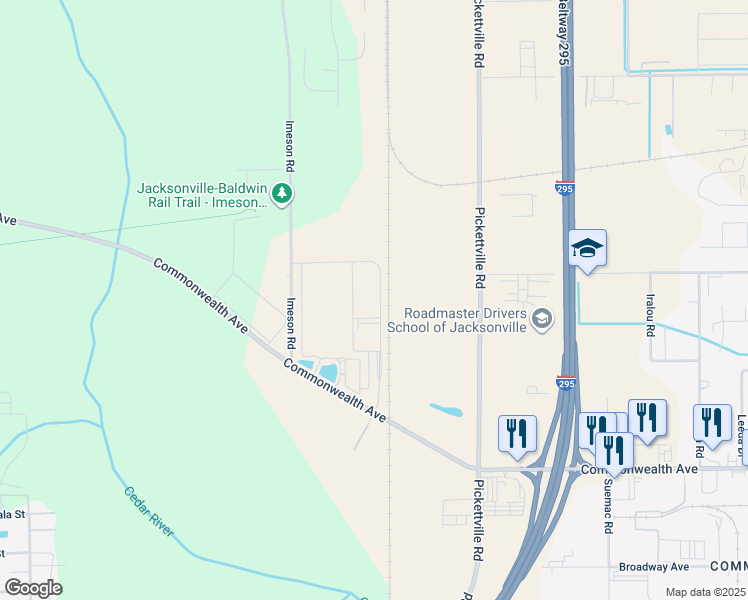 map of restaurants, bars, coffee shops, grocery stores, and more near in Jacksonville