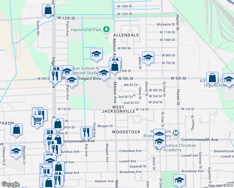 map of restaurants, bars, coffee shops, grocery stores, and more near 1311 Melson Avenue in Jacksonville
