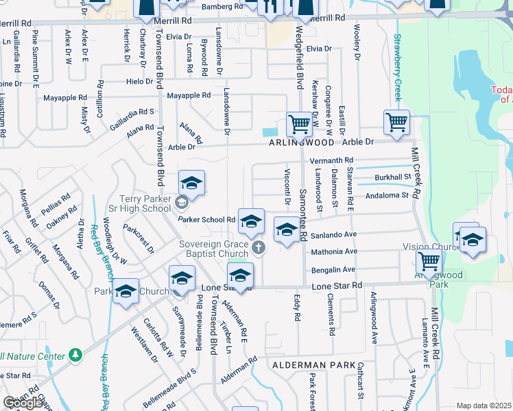 map of restaurants, bars, coffee shops, grocery stores, and more near 1809 Maracaibo Road in Jacksonville