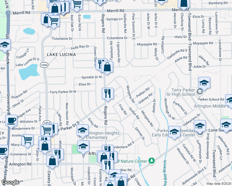 map of restaurants, bars, coffee shops, grocery stores, and more near 6744 Orkney Road in Jacksonville