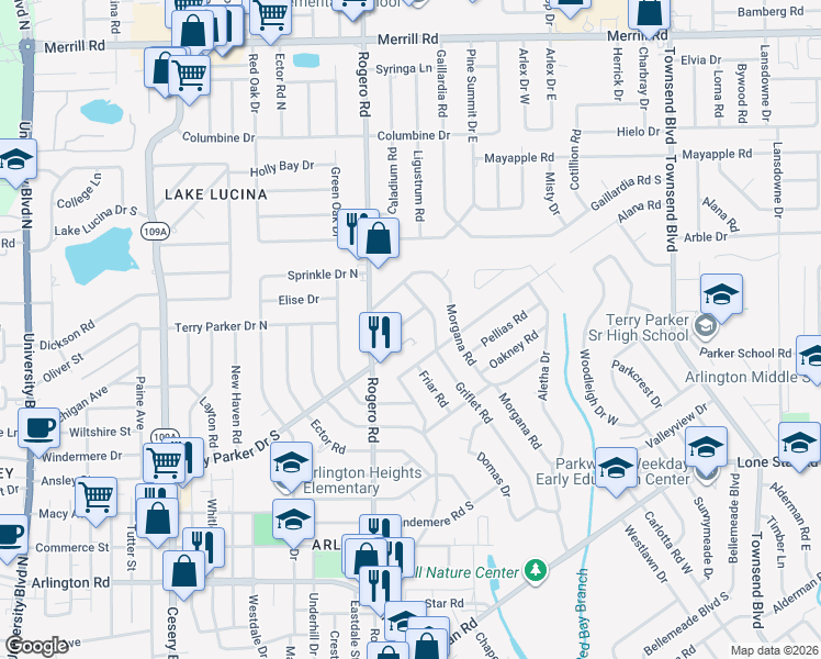 map of restaurants, bars, coffee shops, grocery stores, and more near 6744 Orkney Road in Jacksonville