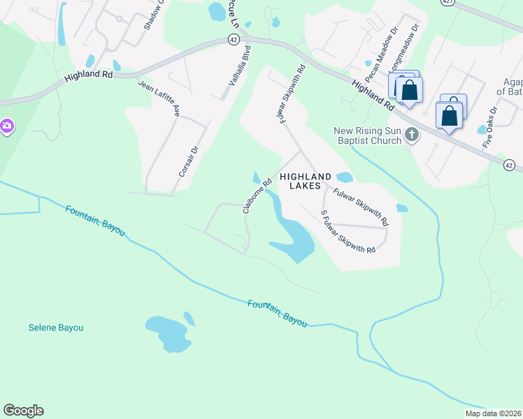 map of restaurants, bars, coffee shops, grocery stores, and more near 1005 Claiborne Road in Baton Rouge