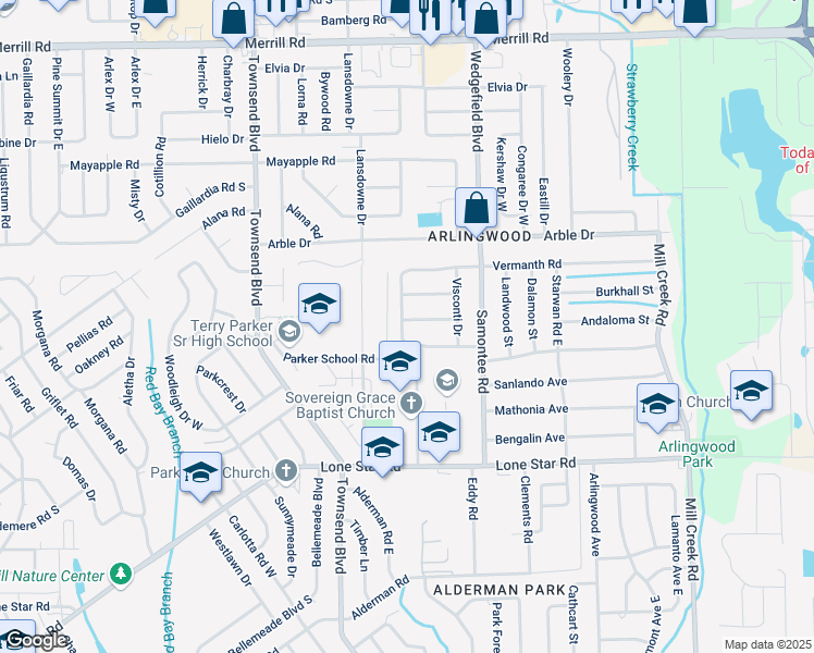 map of restaurants, bars, coffee shops, grocery stores, and more near 1809 Maracaibo Road in Jacksonville