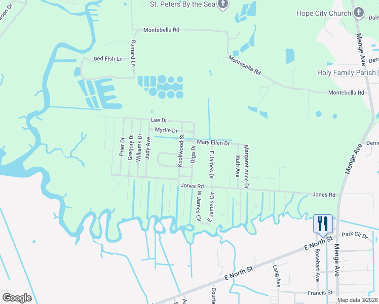 map of restaurants, bars, coffee shops, grocery stores, and more near 23313 North Claire Circle in Pass Christian