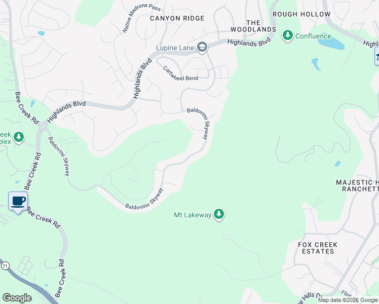 map of restaurants, bars, coffee shops, grocery stores, and more near 218 Baldovino Skyway in Briarcliff