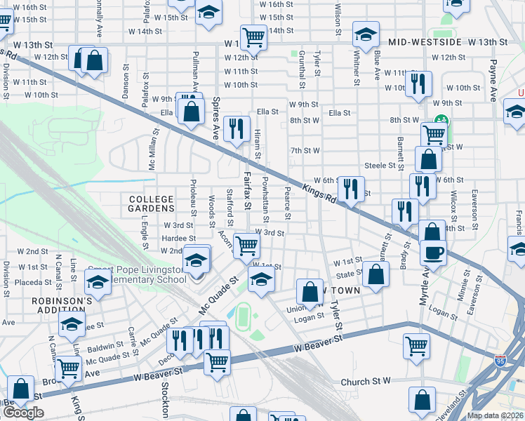 map of restaurants, bars, coffee shops, grocery stores, and more near 1759 Dot Street in Jacksonville