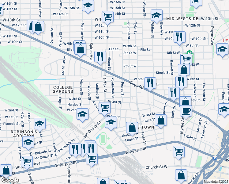 map of restaurants, bars, coffee shops, grocery stores, and more near 1759 Dot Street in Jacksonville