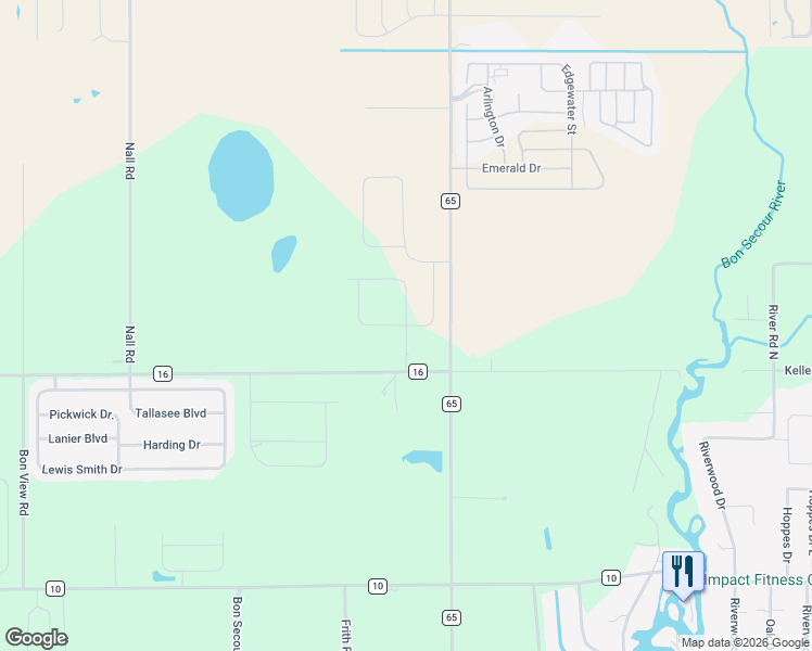map of restaurants, bars, coffee shops, grocery stores, and more near 17905 County Road 16 in Foley