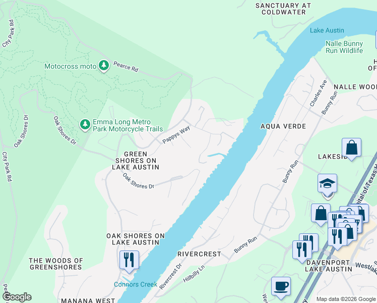 map of restaurants, bars, coffee shops, grocery stores, and more near 7101 Barefoot Cove in Austin
