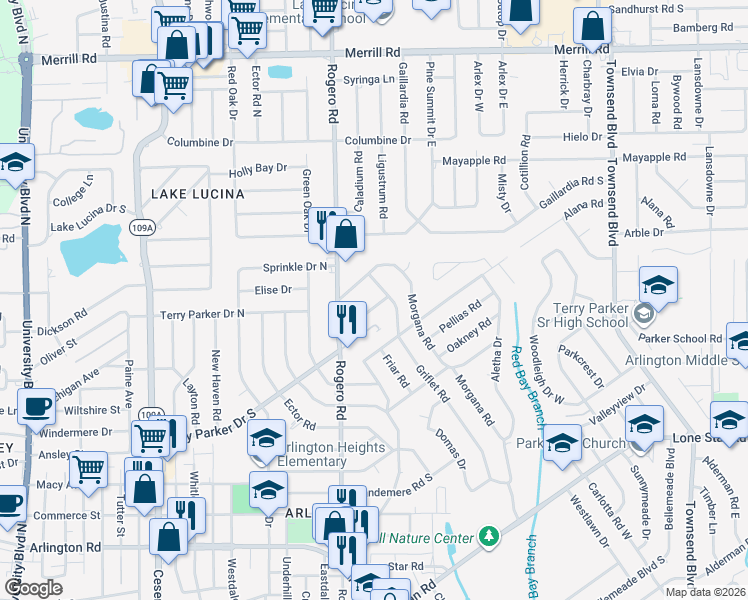 map of restaurants, bars, coffee shops, grocery stores, and more near 6763 Orkney Road in Jacksonville