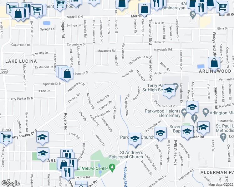 map of restaurants, bars, coffee shops, grocery stores, and more near 1704 Red Bay Court in Jacksonville