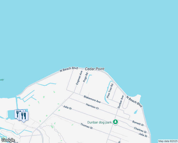 map of restaurants, bars, coffee shops, grocery stores, and more near 1480 North Beach Boulevard in Bay St. Louis
