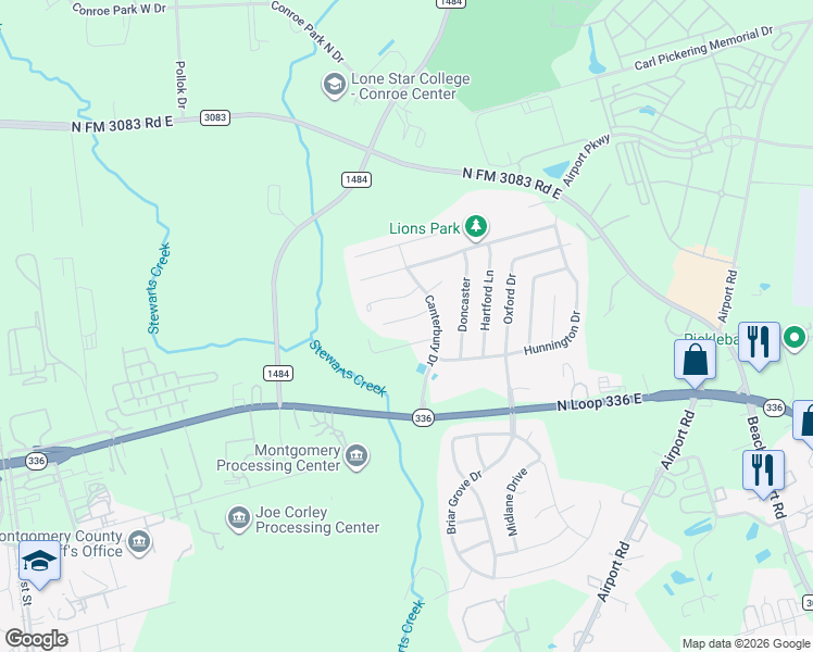 map of restaurants, bars, coffee shops, grocery stores, and more near 990 Arbor Crossing in Conroe