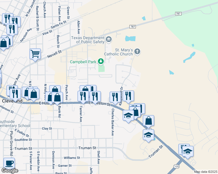 map of restaurants, bars, coffee shops, grocery stores, and more near 306 Sleepy Hollow Drive in Cleveland