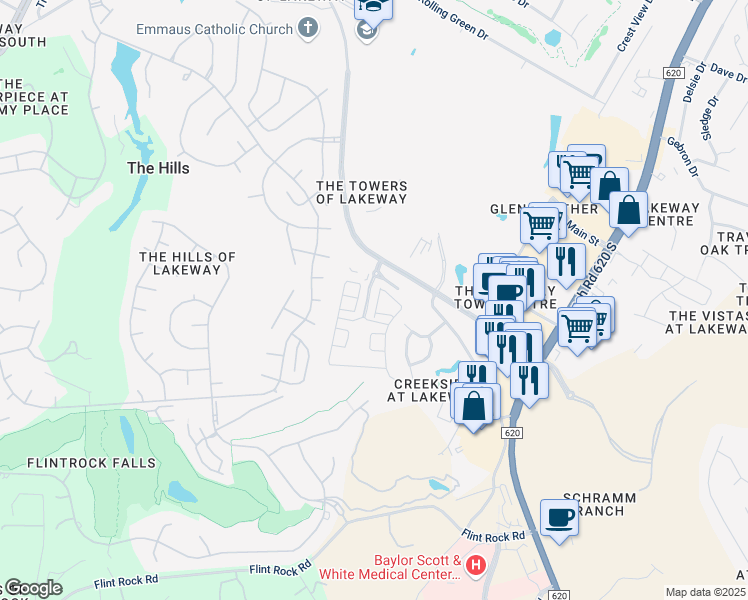map of restaurants, bars, coffee shops, grocery stores, and more near 104-2 Rivalto Circle in Lakeway