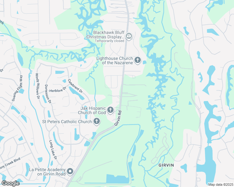 map of restaurants, bars, coffee shops, grocery stores, and more near 1108 Girvin Road in Jacksonville