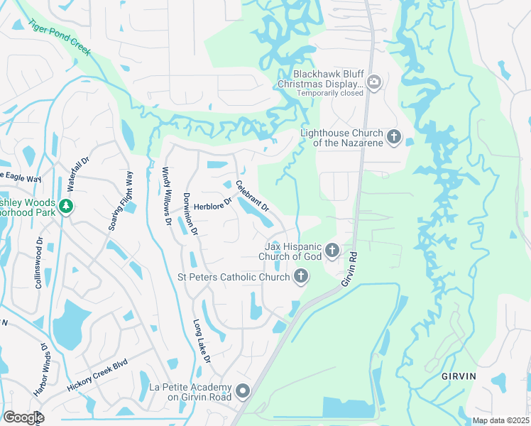 map of restaurants, bars, coffee shops, grocery stores, and more near 1078 Celebrant Drive in Jacksonville
