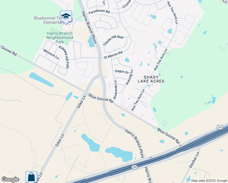 map of restaurants, bars, coffee shops, grocery stores, and more near 11110 Seay Street in Austin