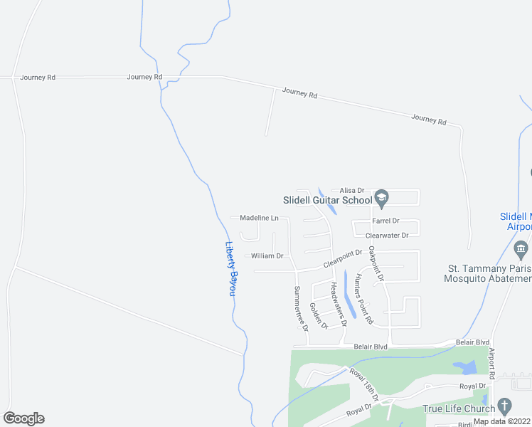 map of restaurants, bars, coffee shops, grocery stores, and more near 1044 Madeline Lane in Slidell