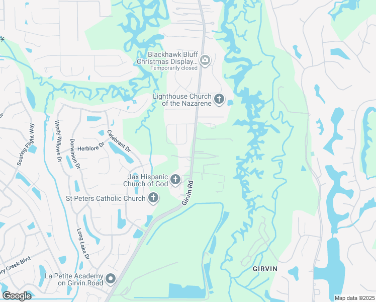 map of restaurants, bars, coffee shops, grocery stores, and more near 1108 Girvin Road in Jacksonville