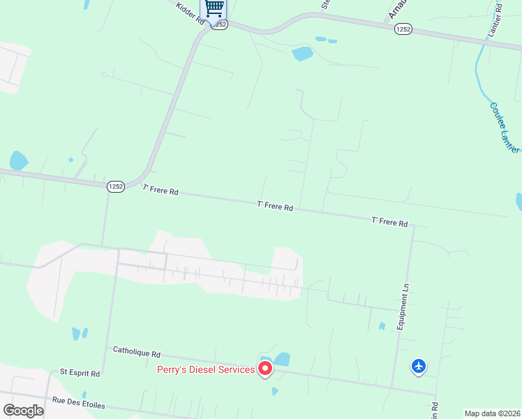 map of restaurants, bars, coffee shops, grocery stores, and more near 318 T' Frere Road in Carencro