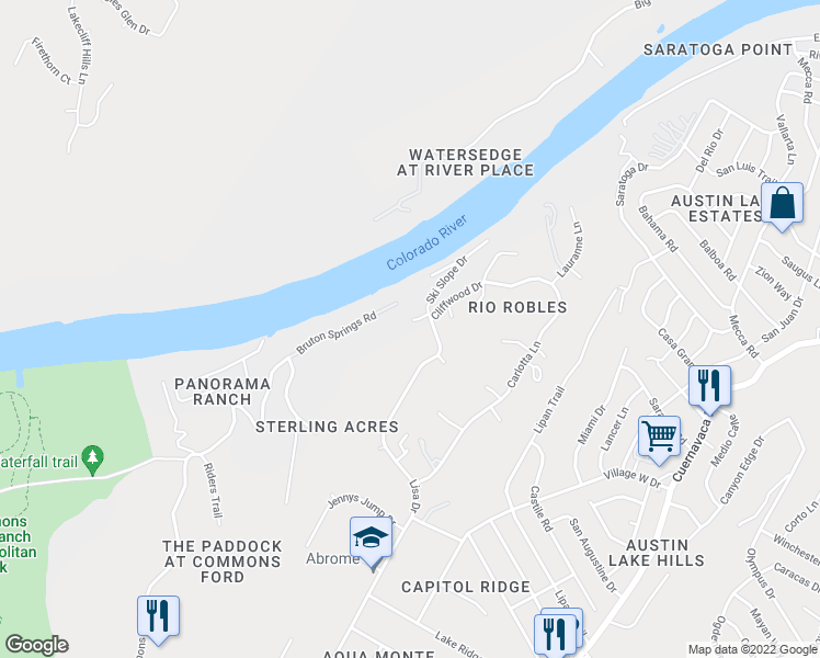 map of restaurants, bars, coffee shops, grocery stores, and more near 1518 Lisa Drive in Austin